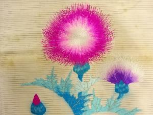 アンティーク　絽薊模様刺繍名古屋帯